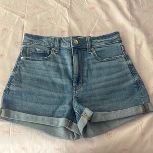 American Eagle Outfitters Blue Jean Shorts High-Waisted Cuffed